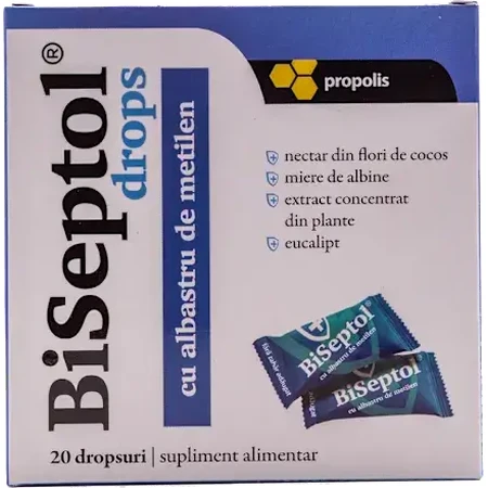  BiSeptol drops caramelos con azul de metileno, 20 unidades