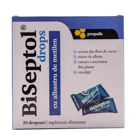  BiSeptol drops caramelos con azul de metileno, 20 unidades