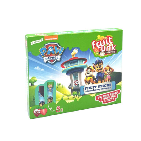 Bâton de fruits Paw Patrol à la fraise, 8 x 10 g, Fruitfunk