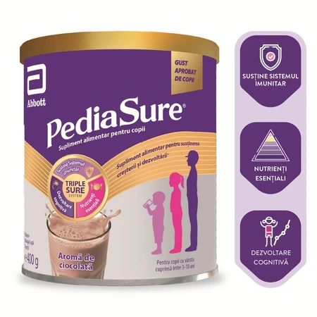 Pudră cu aromă de ciocolată PediaSure, 3-10 ani, 400 g Abbott