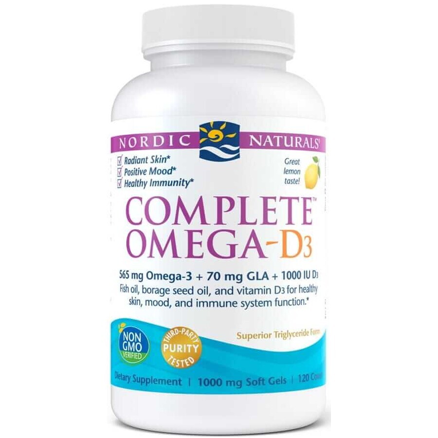 Compleet Omega-D3 565mg Citroen 120 capsules Nordic Naturals