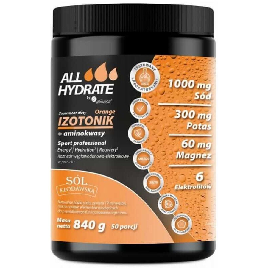 Isotonische Orange + Aminosäuren 840g ALLHydrate