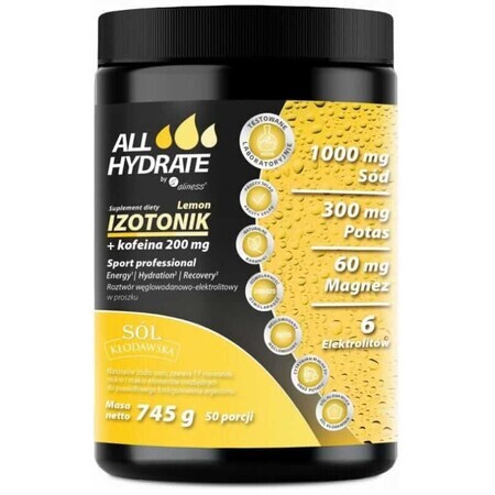 Isotone Citroen + Cafeïne 745g ALLHydrate