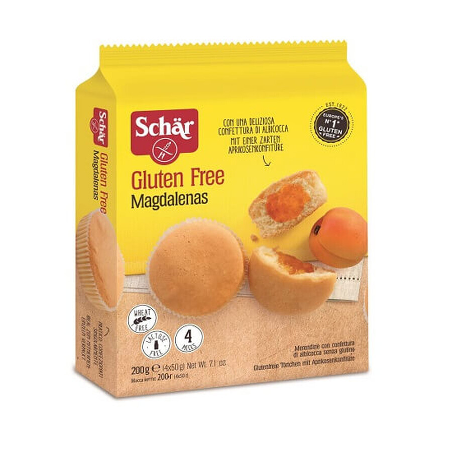 Briose fara gluten cu gem de caise Magdalenas, 200 g, Schar