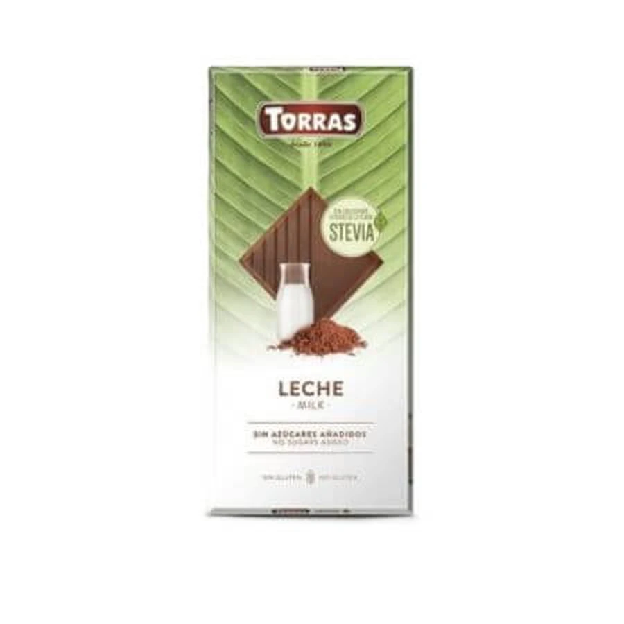 Milk chocolate with stevia sweetener, 100 g, Torras