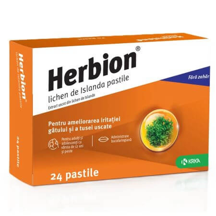 Herbion IJslands korstmos, 24 pillen, Krka