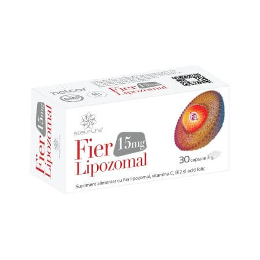 Hierro liposomal, 15mg, 30 cápsulas, BioSunLine
