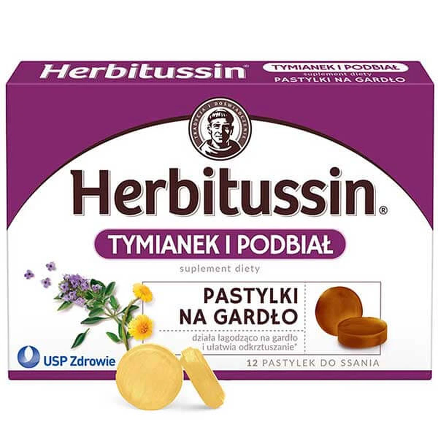 Herbitussine Tijm en Bieslook, 12 tabletten