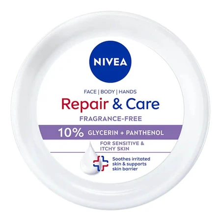 Nivea Repair & Care Sensitive crème hydratante et protectrice multifonctionnelle au panthénol, sans parfum, peau sensible, 400 ml