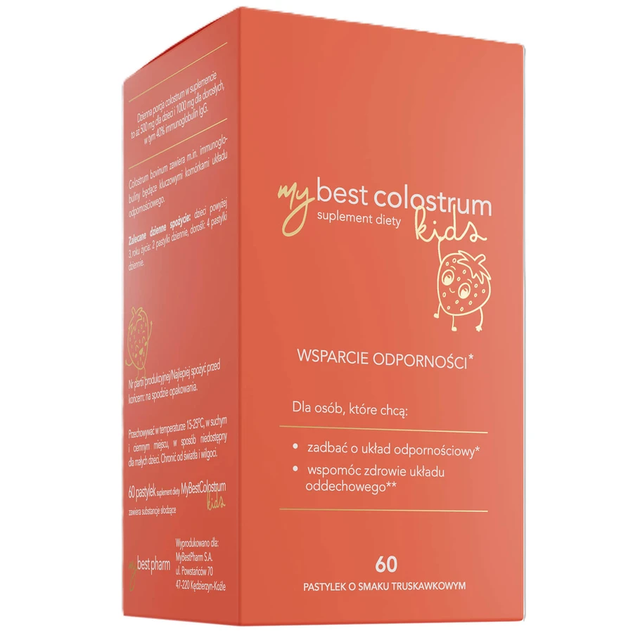 MyBestColostrum Kids, aardbeiensmaak, 60 tabletten