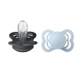 Bavoirs Supreme, tétine, silicone, symétrique, taille 1, Iron & Baby Blue, dès la naissance, 2 pièces