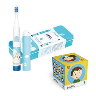 Vitammy Smile set, sonische tandenborstel voor kinderen, walrus + Dodo Memo, spel, emoties, 24 kaarten