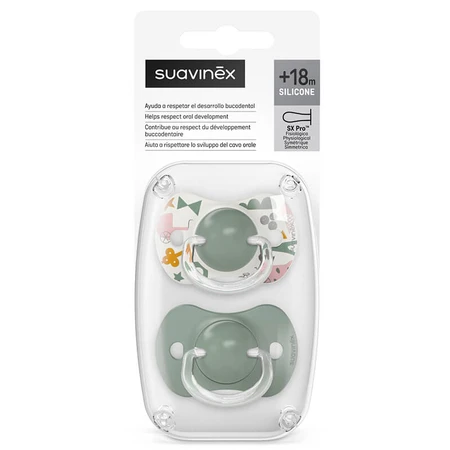 Suavinex A walk in the park SX Pro, physiologic dummy, silicone, olive, from 18 months, 2 pieces