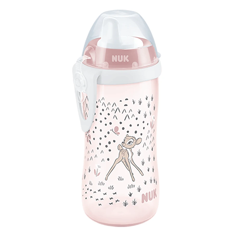 NUK Kiddy Cup, Trinklernbecher mit fester Tülle und Clip, Bambi, ab 12 Monaten, 300 ml