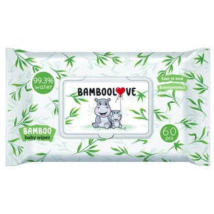 Bamboolove, salviette umidificate in bambù, biodegradabili, 60 pezzi