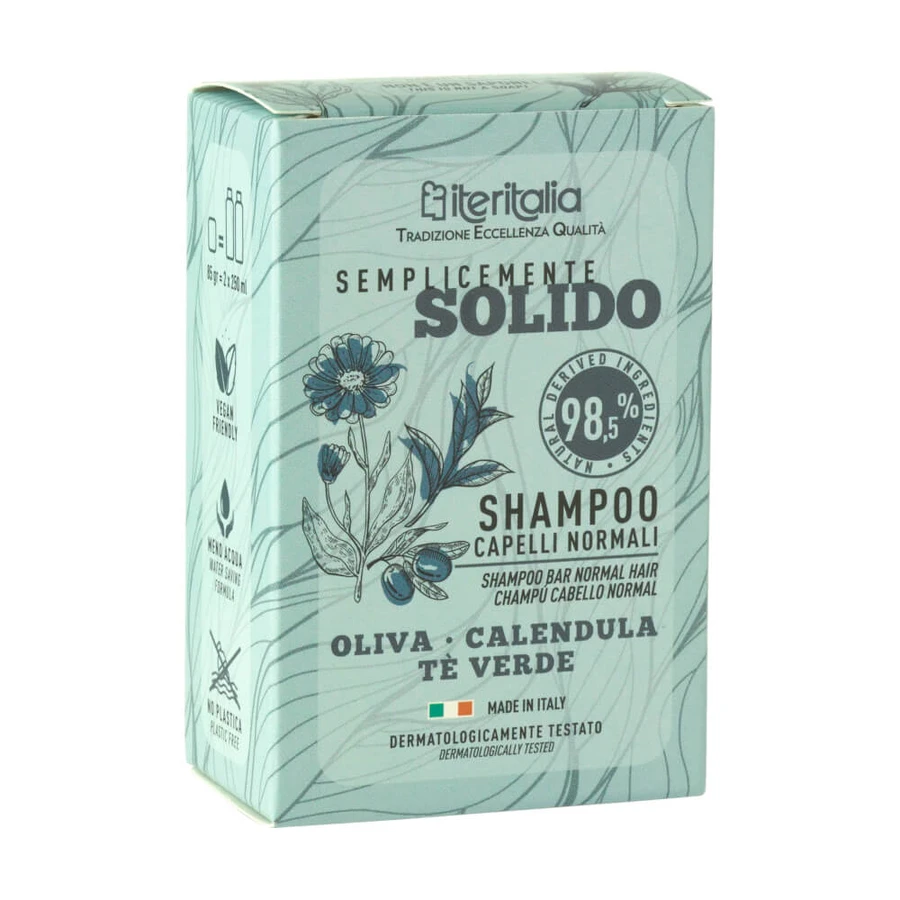Festes Shampoo mit Olive, Ringelblume und grünem Tee, 85 g, Iteritalia