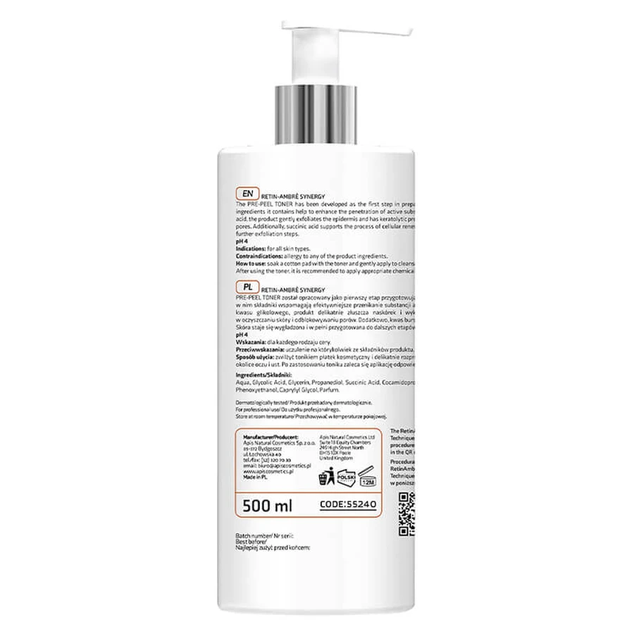 Apis Professional Retin Ambre Synergy, tonic pregătitor pentru exfoliere, 500 ml