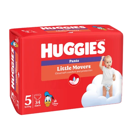 Huggies Little Movers, pannolini, Disney, taglia 5, 12-17 kg, confezione Jumbo, 34 pz.