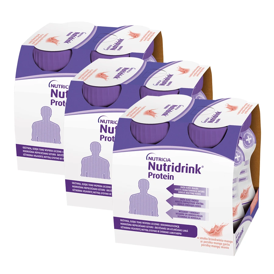 Nutridrink Protein kit, nutritional preparation, peach-mango flavor, 12 x 125 ml