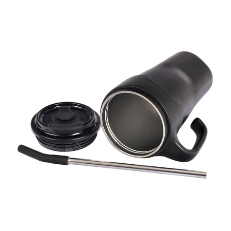 Majestic Sport, Jelly thermal mug with straw, black, 650 ml