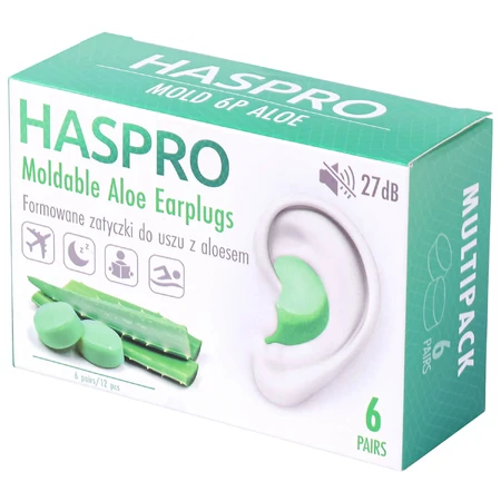 Haspro, dopuri de urechi turnate cu aloe vera, 12 bucăți