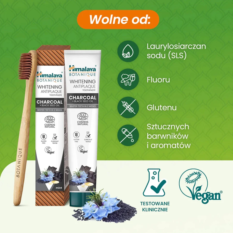 Himalaya Botanique, aufhellende Zahnpasta, Aktivkohle und Nigellaöl, fluoridfrei, 75 ml