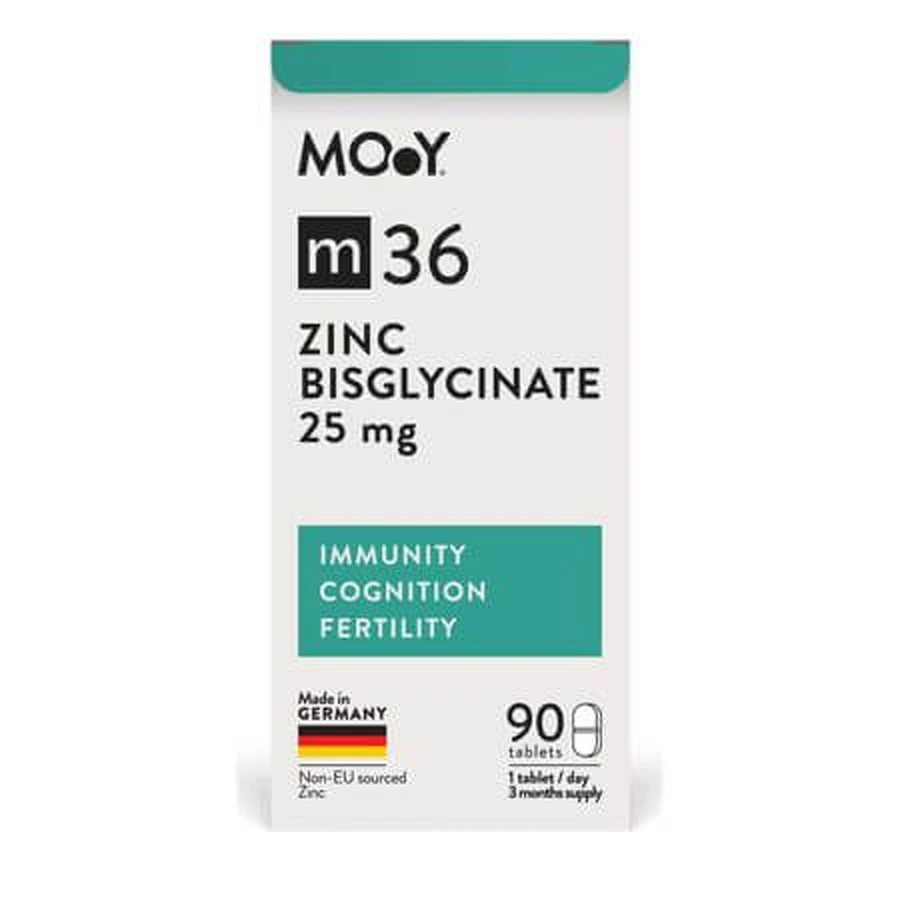 Bisglicinato de Zinc m36, 25 mg, 90 comprimidos, Molecules of Youth