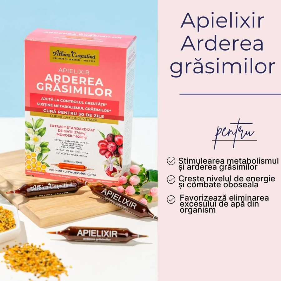 Apielixir Fat Burning, 30 vials, Albina Carpatina