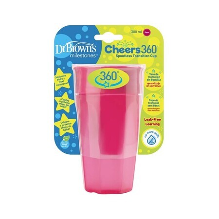 Canita pentru tranzitie, Cheers360 Roz, 300 ml, Dr.Browns