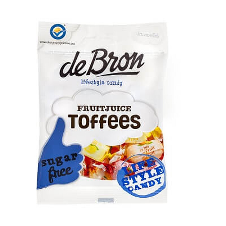 Soft caramels with fruit flavours, 90 g, DeBron