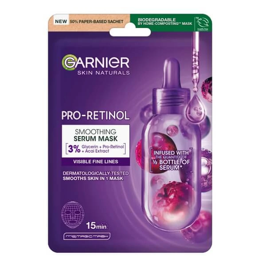 Garnier Pro-Retinol Smoothing serum-mask on fabric, 22 g