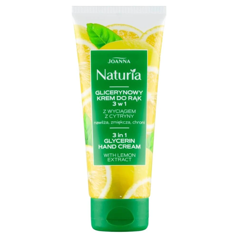 Joanna Naturia Crema de manos glicerina 3en1 con extracto de limón, 100 g