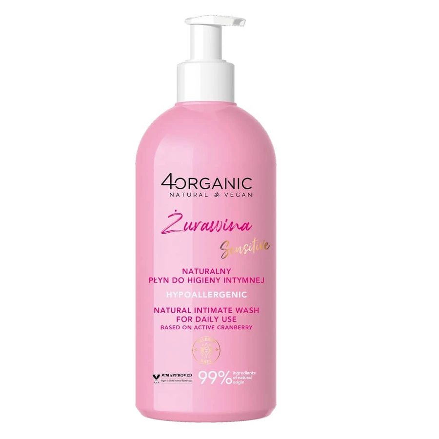 4organic Loción natural para la higiene íntima Arándano rojo, 350 ml