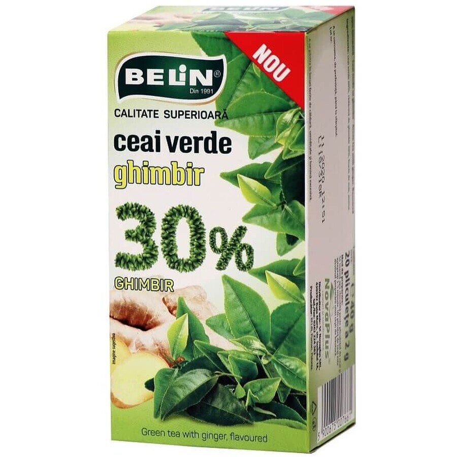 Ceai verde cu 30% chimbir, 20 plicuri, Belin