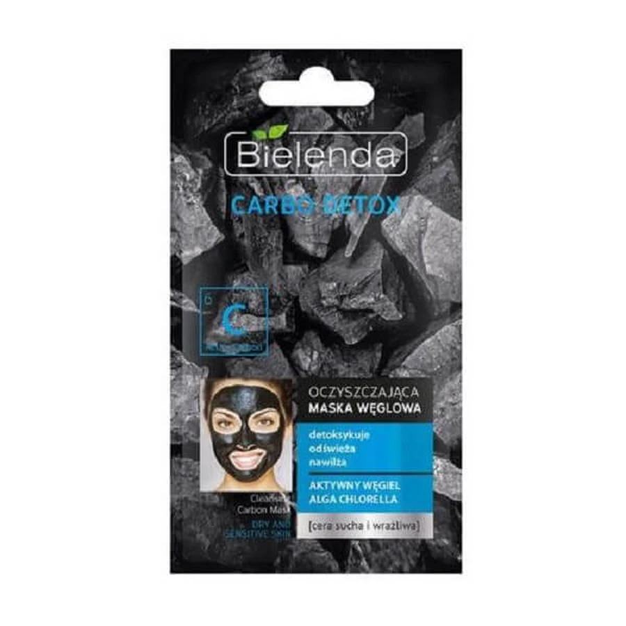 Bielenda Mascarilla facial de carbón vegetal para pieles secas y sensibles, 8 g