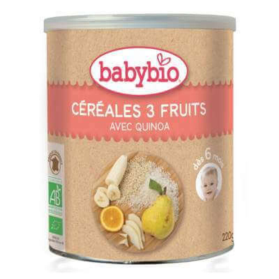 Cereale Bio cu 3 fructe si quinoa, 220 g, Babybio