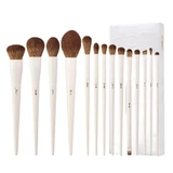 Jessup Luxury Light Gray Comprehensive Brush Set T329 eye and face makeup brushes, 14 pieces.