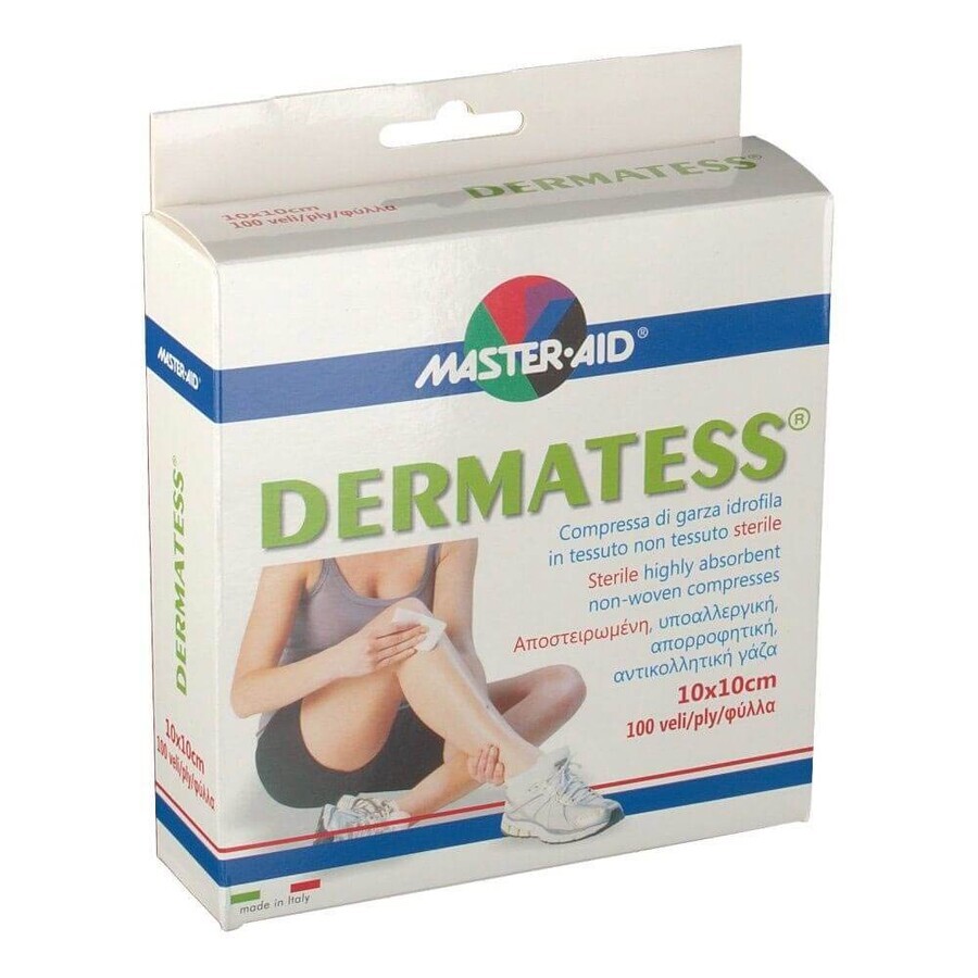 Sterile 10x10cm pads, Master- Aid Dermatess, 25 pcs, Pietrasanta Pharma