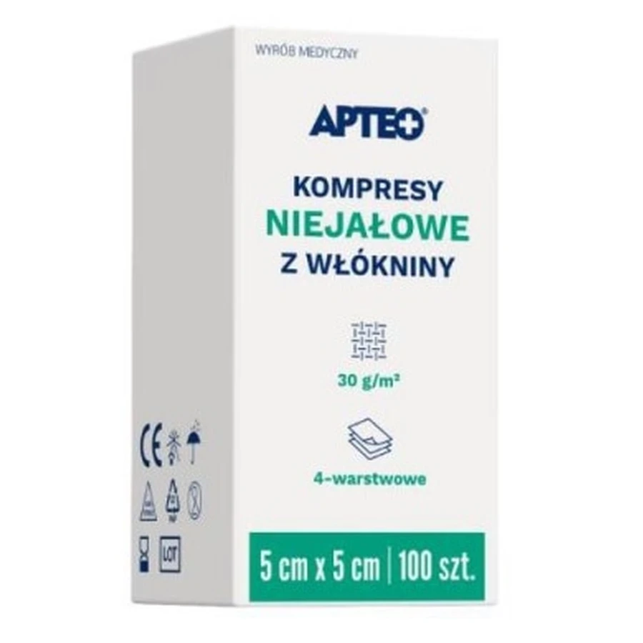 ApteoCare non-sterile non-woven compresses 5x5cm 100 pieces