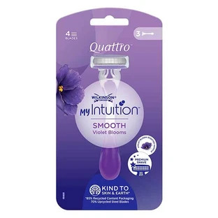Wilkinson My Intuition Quattro Smooth Violet Bloom Aparat de ras de unică folosință pentru femei, 3 bucăți