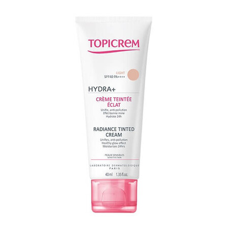 Crema colorata iluminatoare, Hydra+, Spf40, 40 ml, Topicrem