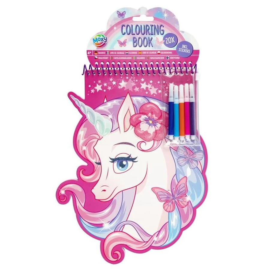 Libro para colorear con forma de animal. Unicornio