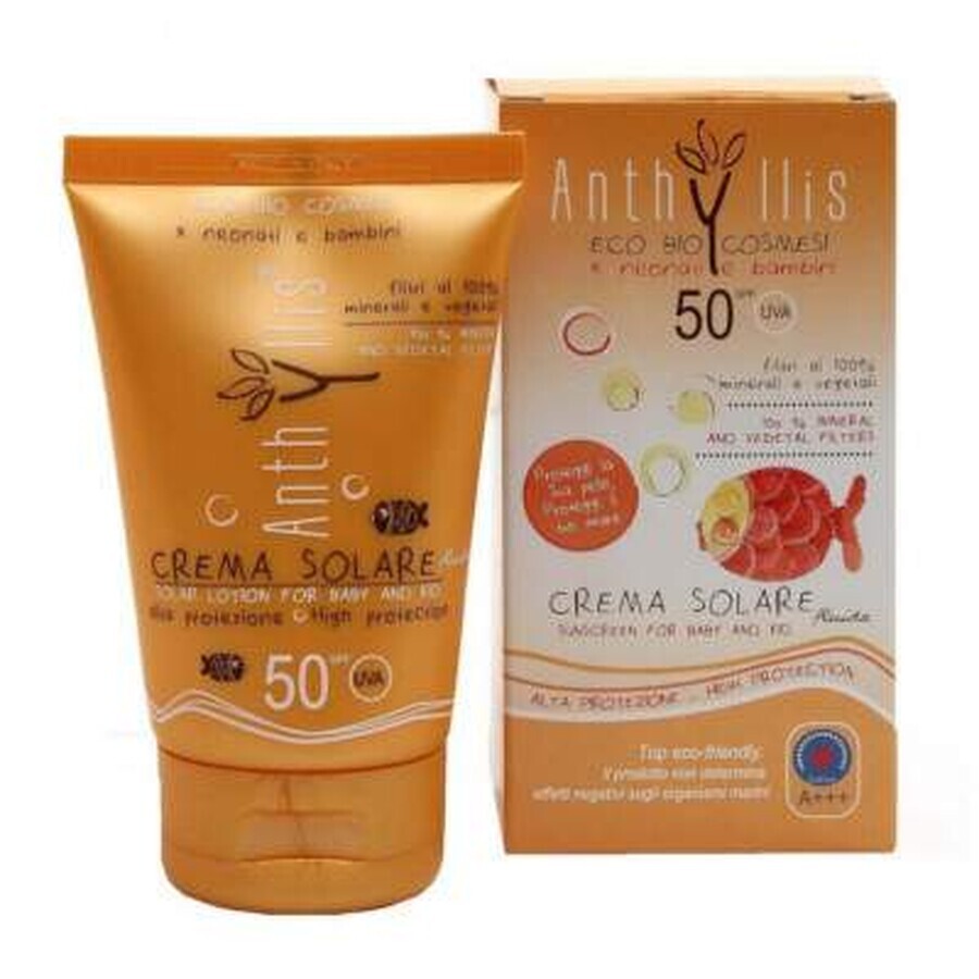 Cremă fluidă Eco Bio protecție solară pentru bebe și copii SPF50, 100 ml, Baby Anthyllis