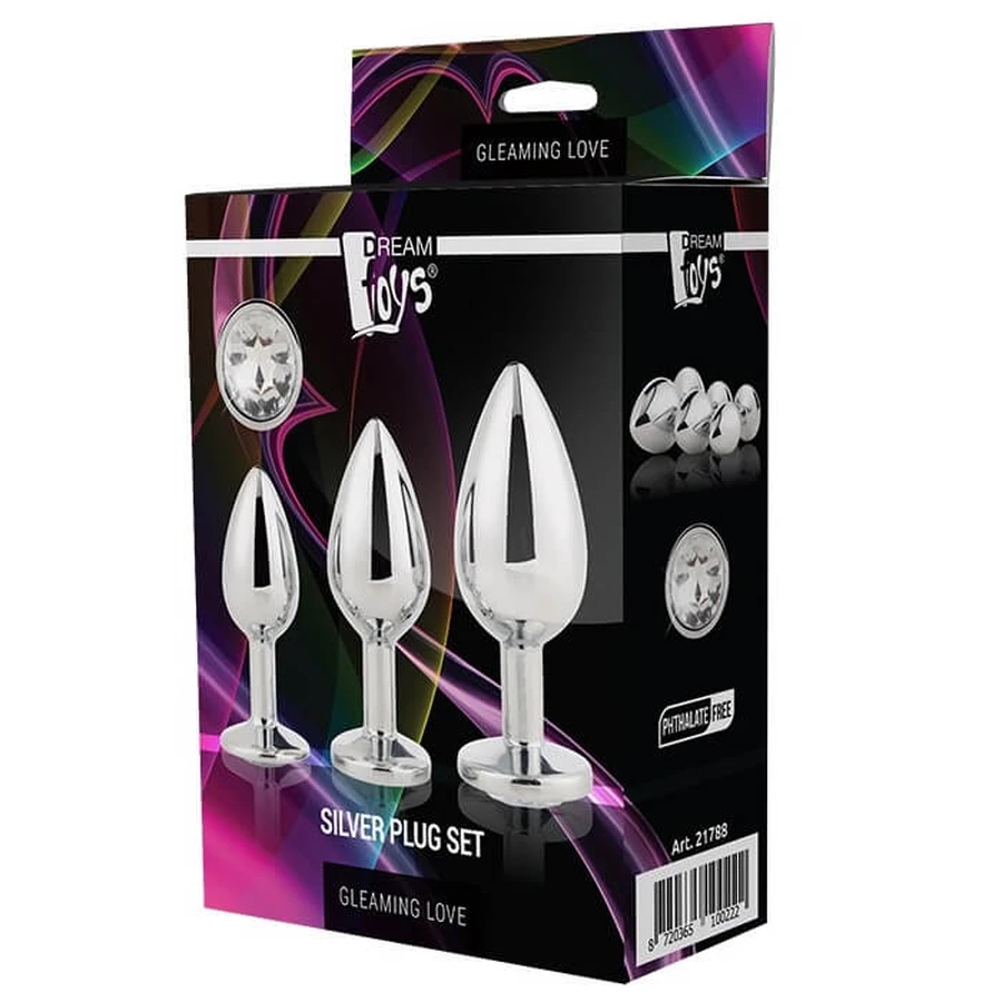 Dream Toys Gleaming Love Silver Plug Set anaalplug, 3 stuks