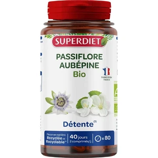 Superdiet Passionflower-Aubepine Organic 80 Tablets