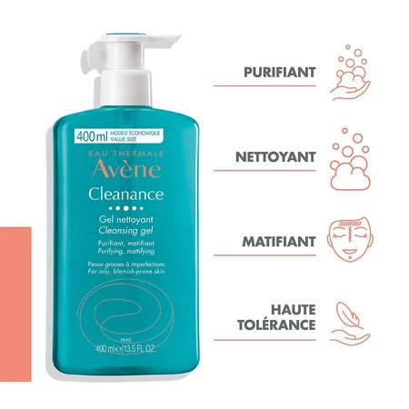 Avène Cleanance Reinigungsgel Gesicht und Körper Fettige Haut mit Unreinheiten 400ml