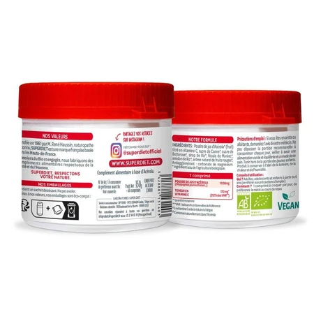 Superdiet Acerola 1000 Bio Natural Vitamin C 60 Kautabletten