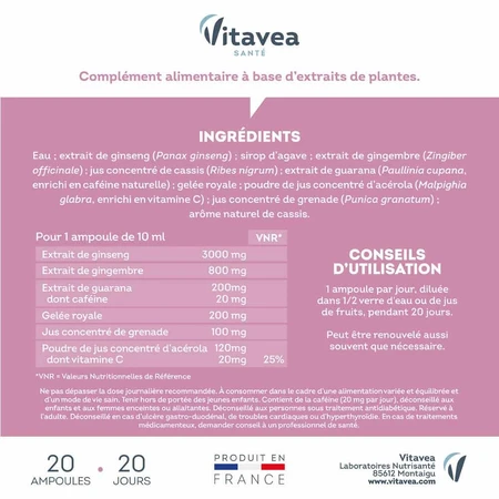 Vitavea Santé Force G Vitalitate Energie zilnică 20 fiole