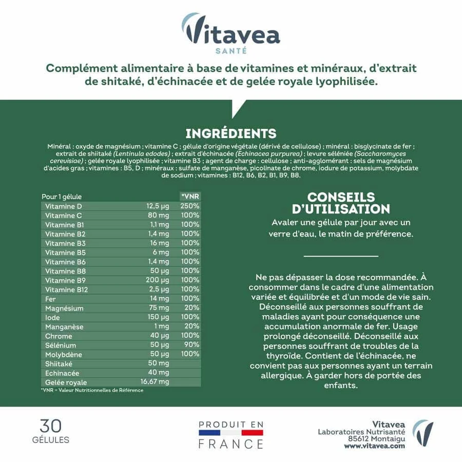 Vitavea Santé Multivitamine Natürliche Abwehrkräfte 30 Kapseln
