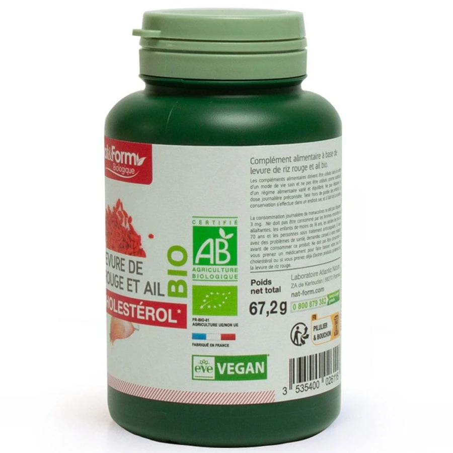 Nat&Form Organic Red Rice și drojdie de usturoi colesterol 200 capsule